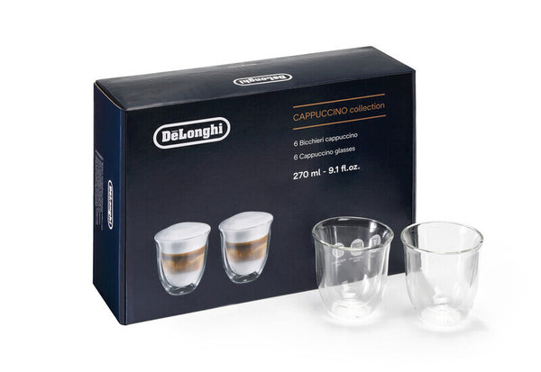DE LONGHI SET 6 TAZZE BICCHIERI TERMICI PER CAPPUCCINO - THERMOCUP - 190 ml.