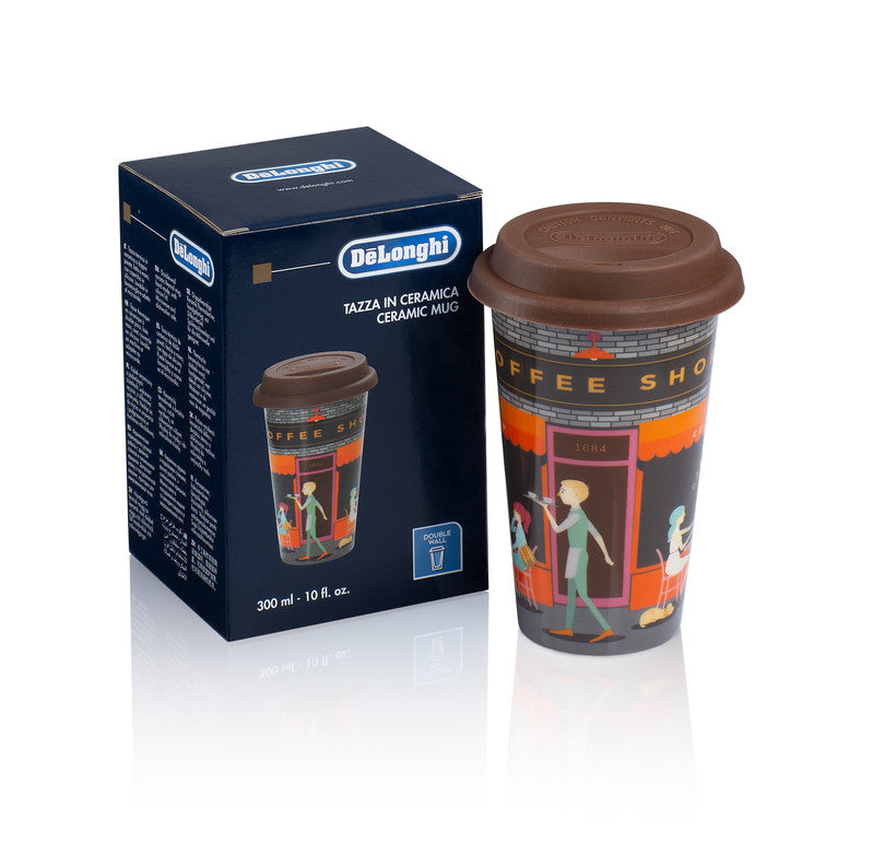 DE LONGHI MUG THERMOCUP TAZZA TERMICA DI CERAMICA A DOPPIA PARETE 300 ML. COFFEE