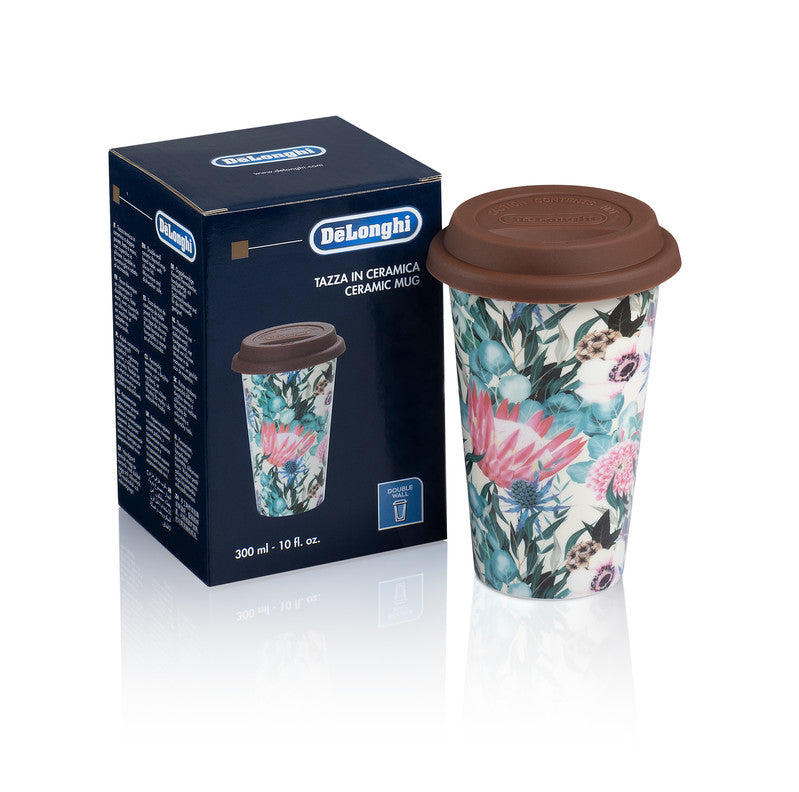 DE LONGHI MUG THERMOCUP TAZZA TERMICA DI CERAMICA A DOPPIA PARETE 300 ML. MULTIC