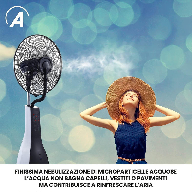 ARDES VENTILATORE A PIANTANA CON UMNIDIFICATORE A ULTRASUONI TELECOMANDO E TIMER