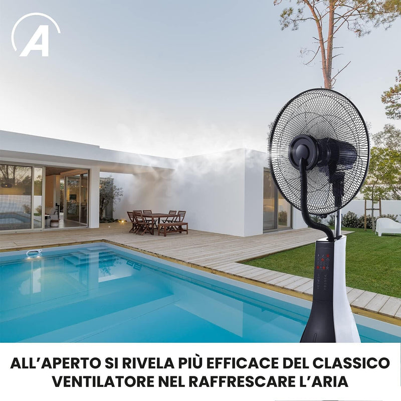 ARDES VENTILATORE A PIANTANA CON UMNIDIFICATORE A ULTRASUONI TELECOMANDO E TIMER