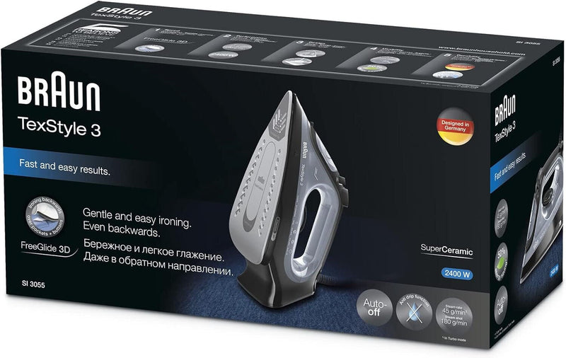 FERRO DA STIRO A VAPORE BRAUN SI3055BK TEXSTYLE 3 SI3055BK 2400W FREEGLIDE 3D