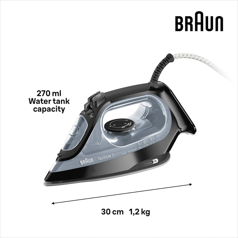 FERRO DA STIRO A VAPORE BRAUN SI3055BK TEXSTYLE 3 SI3055BK 2400W FREEGLIDE 3D