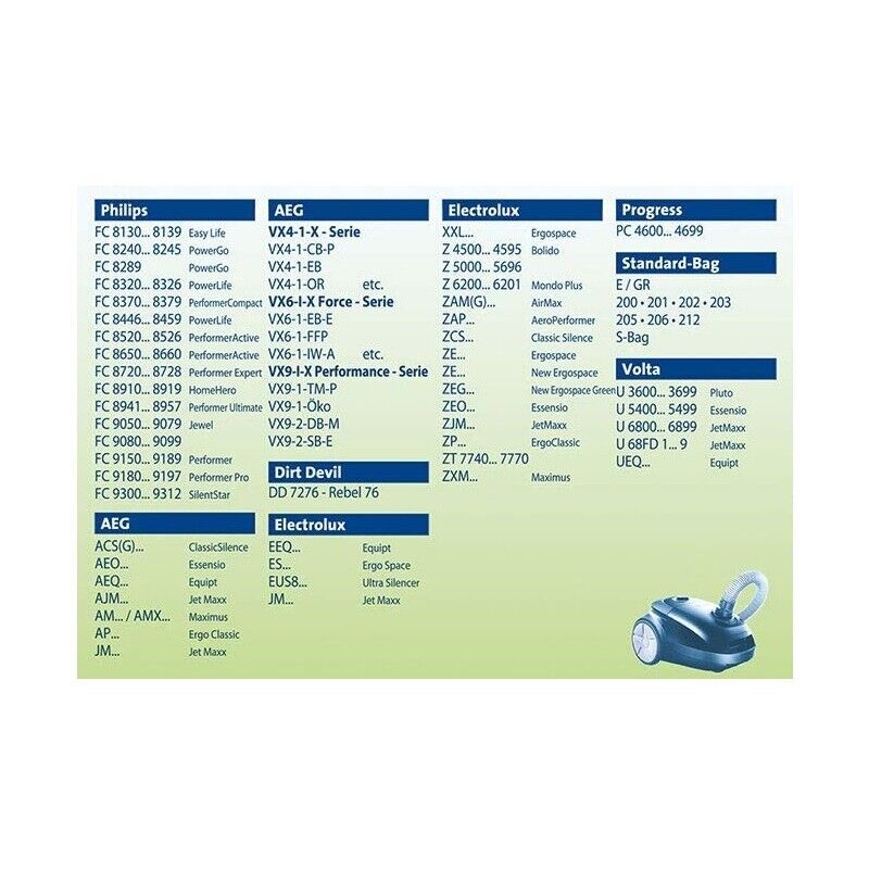 SWIRL PH86 4 SACCHETTI + 1 FILTRO X ASPIRAPOLVERE PHILIPS, AEG, ELECTROLUX ++
