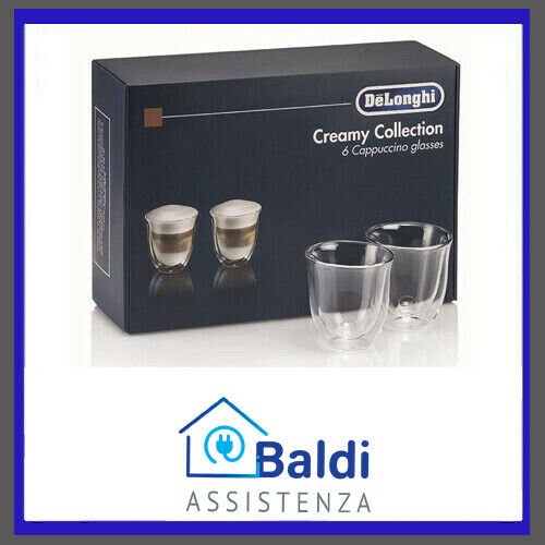 DE LONGHI SET 6 TAZZE BICCHIERI TERMICI PER CAPPUCCINO - THERMOCUP - 190 ml.