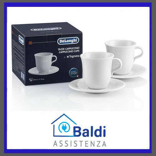 DE' LONGHI TOGNANA SET 2 TAZZE DA CAPPUCCINO 270 ml. DI PORCELLANA BIANCA