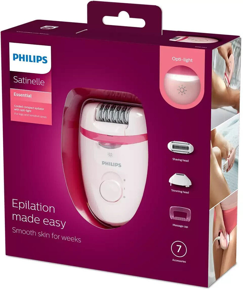 PHILIPS EPILATORE COMPATTO CON CAVO SATINELLE ESSENTIAL BRE285/00 2 VELOCITA'